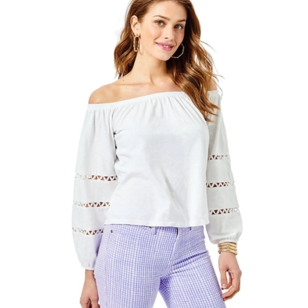 Lilly Pulitzer Katt Blouse Top White XL NWT